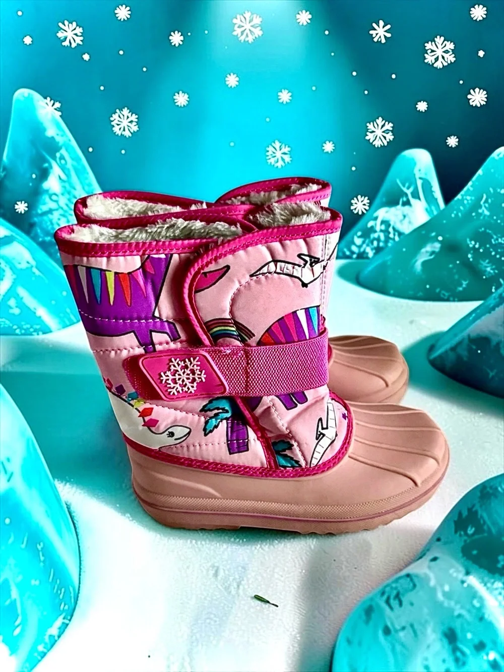 The Children’s Place Toddler Girls Boots Pink Dino Snow Size 11 EUC